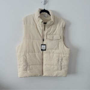 DSG Men’s Puffer Vest XL Light Sand Full Zip Water Repellent NWT